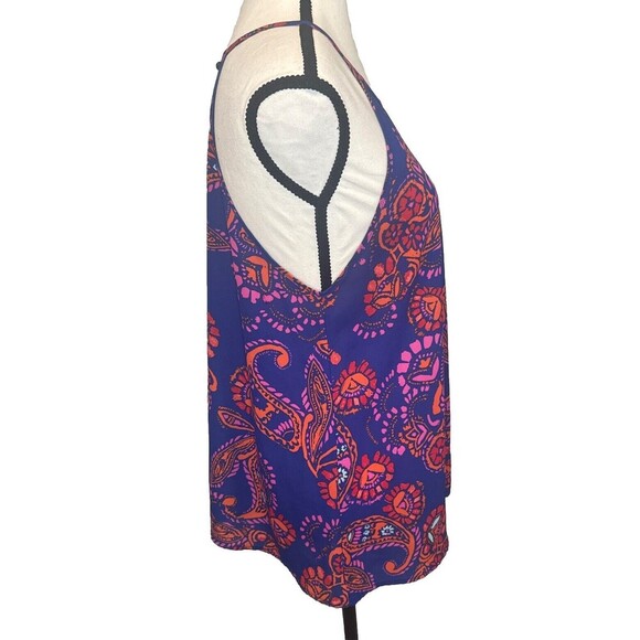 Everly Anthropologie Colorful PAISLEY FLORAL Flowy Polyester Tank Top Size Large - Picture 6 of 10